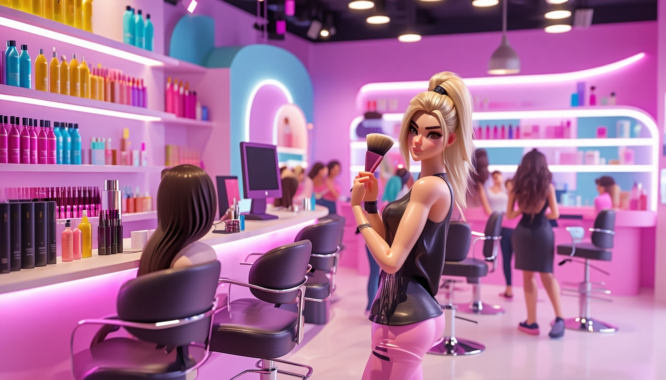 A brightly coloured hair salon 